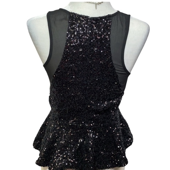 Do & Be Sequins Peplum Black Blouse - Picture 3 of 5